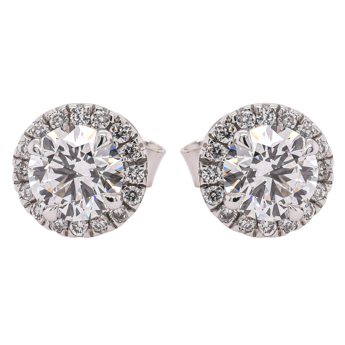 14K White Gold Lab Diamond Halo Stud Earrings – 1.16 CTW | F VS