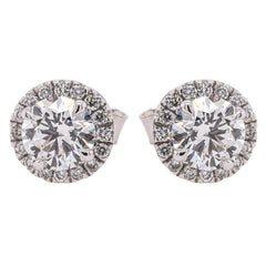 14K White Gold Lab Diamond Halo Stud Earrings – 1.16 CTW | F VS, view 1