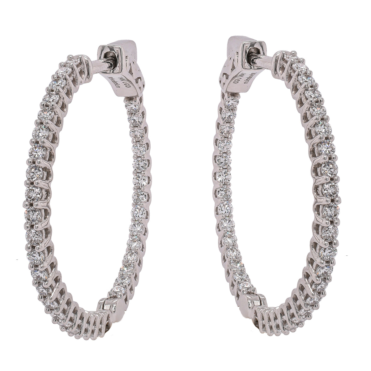 14K White Gold Lab Diamond Hoop Earrings – 1.00 CTW | 27mm | F VS