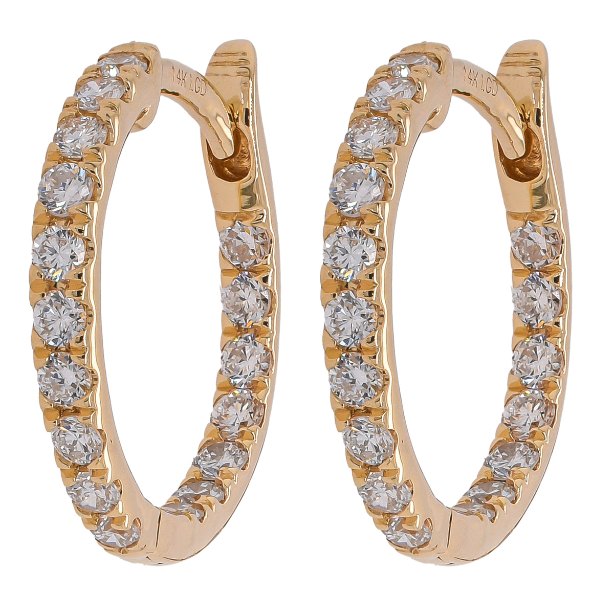14K Yellow Gold Lab Diamond Huggie Hoop Earrings – 0.50 CTW | EF VS | 15mm