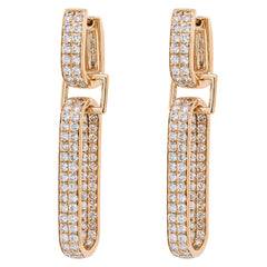 14K Yelow Gold Lab Diamond Rectangle Dangle Earrings 2CT, view 1