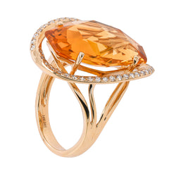 14K Yellow Gold Citrine Oval Diamond Fashion Ring, view 2