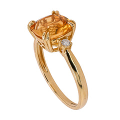 14K Yellow Gold Citrine Diamond 3-Stone Ring, view 2