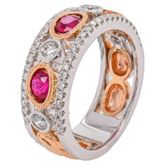 18K Two-Tone Gold Ruby & Diamond Bezel Fashion Ring | 1.11 CTW, view 2