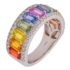 18K White Gold 4.00 CTW Fancy Color Sapphire & 0.44 CTW Diamond Ring | G SI, view 2
