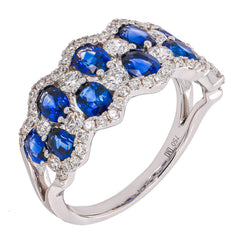 18K White Gold Sapphire & Diamond Bubble Ring | 2.69 CTW, view 2