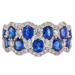 18K White Gold Sapphire & Diamond Bubble Ring | 2.69 CTW, view 1