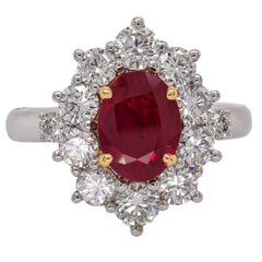 18K White Gold Ruby & Diamond Star Cluster Ring | 1.40 CT Ruby & 1.24 CTW Diamonds, view 1