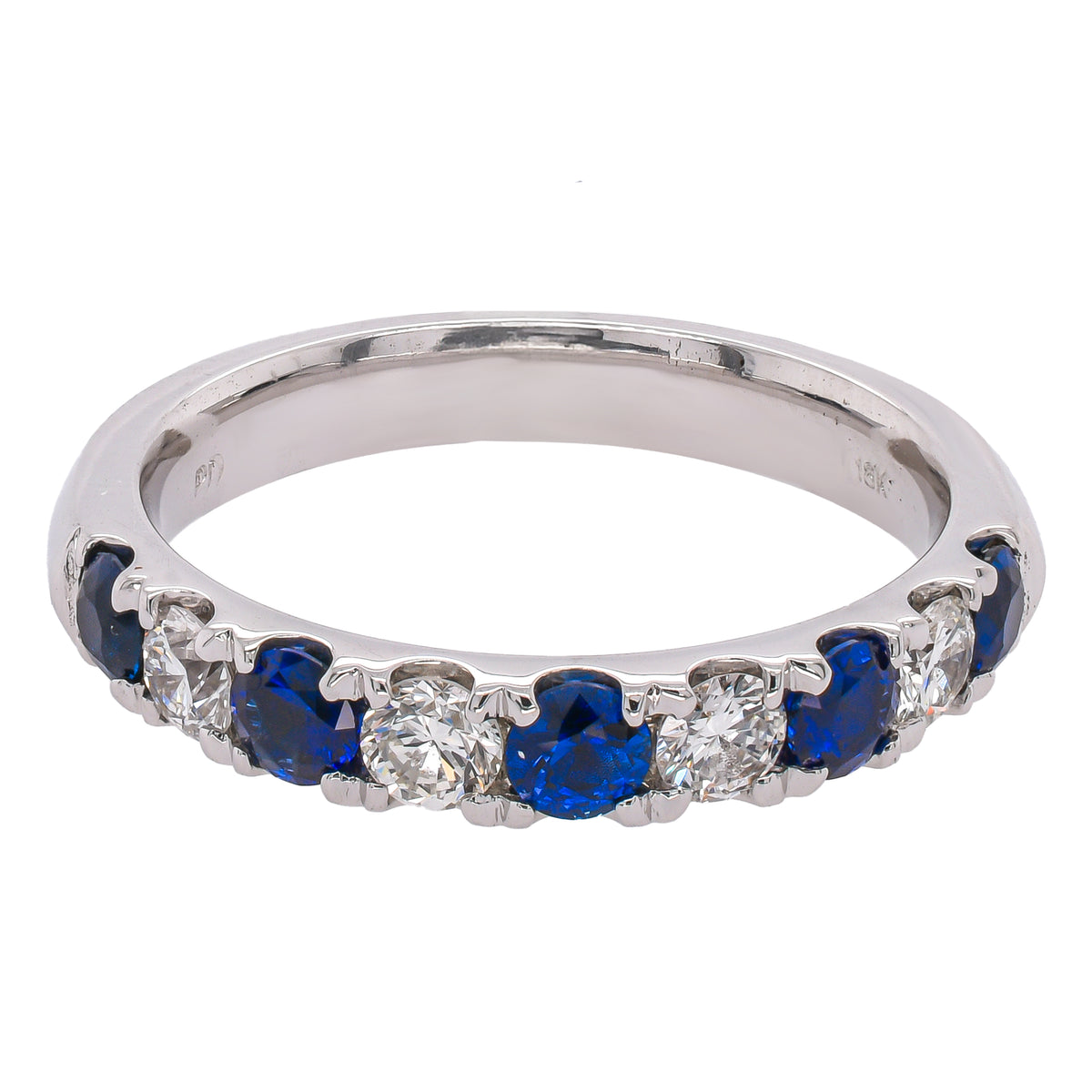 18K White Gold Sapphire & Diamond 9-Stone Band | 1.03 CTW