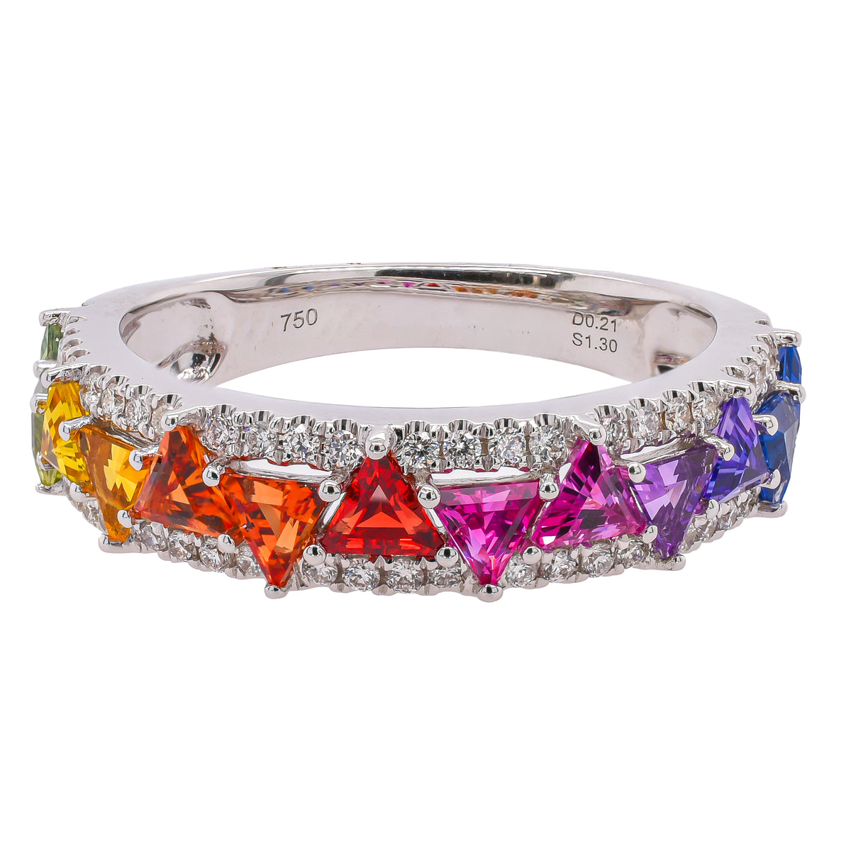 18K White Gold Multicolor Sapphire & Diamond Fashion Ring | 1.51 CTW