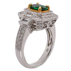 18K Yellow & White Gold 0.99 CT Emerald & 1.11 CTW Diamond Double Halo Ring | G SI, view 2
