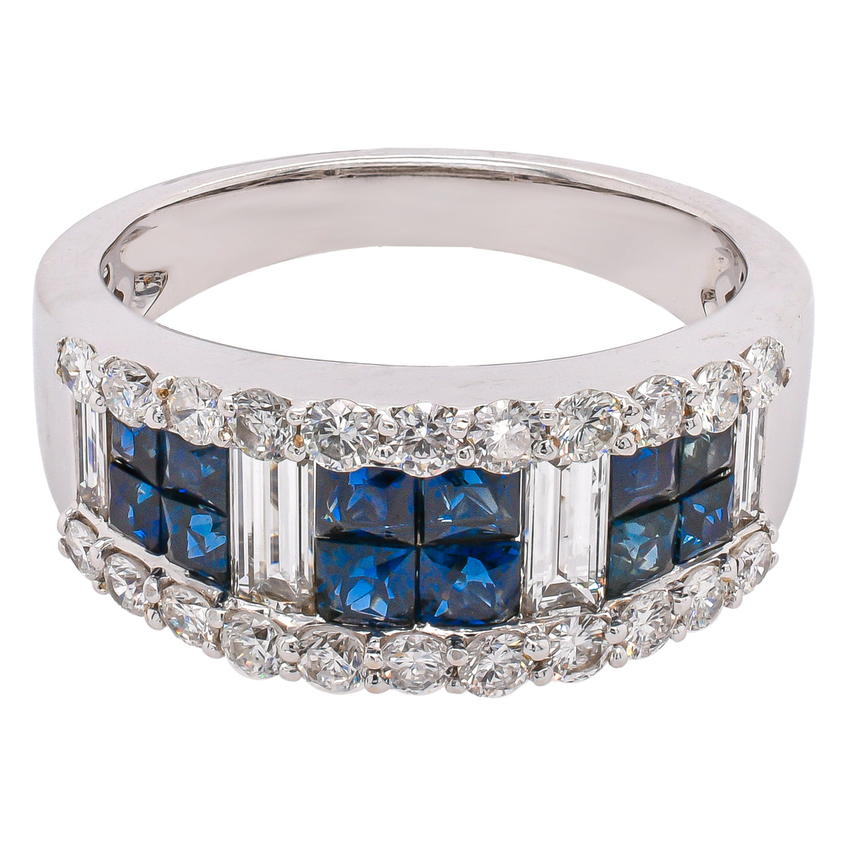 18K White Gold Sapphire & Diamond Band | 2.34 CTW