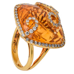 18K Yellow Gold Citrine & Diamond Statement Ring | 19.81 CTW, view 2