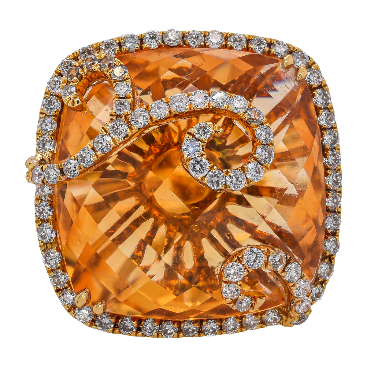 18K Yellow Gold Citrine & Diamond Statement Ring | 19.81 CTW