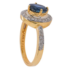 14K Yellow Gold Sapphire & Diamond Halo Ring | 1.45 CTW, view 2