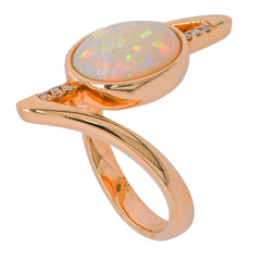 14K Yellow Gold Australian Opal & Diamond Bypass Ring | 1.83 CTW, view 2