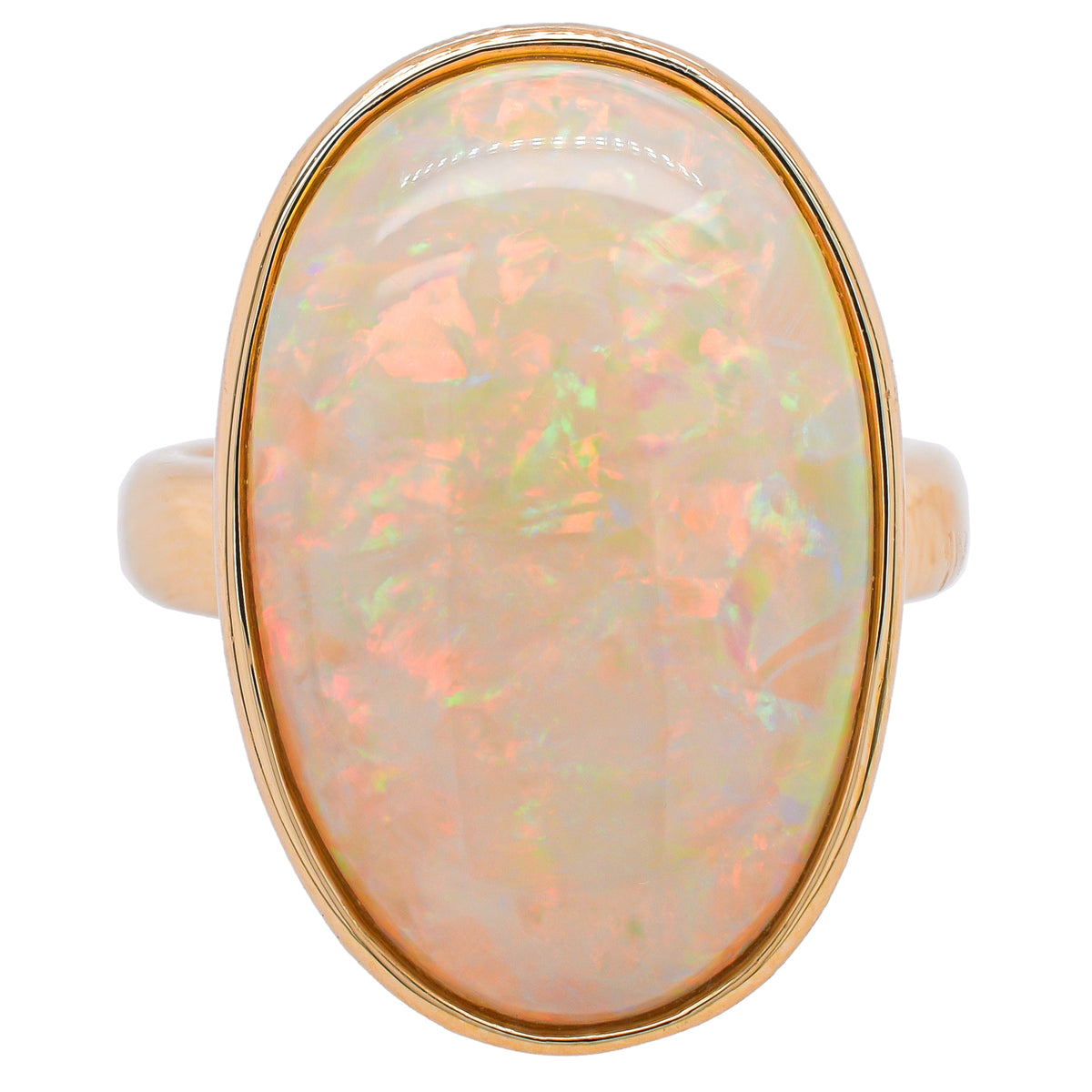 14K Yellow Gold Australian Opal Solitaire Ring | 11.24 CTW