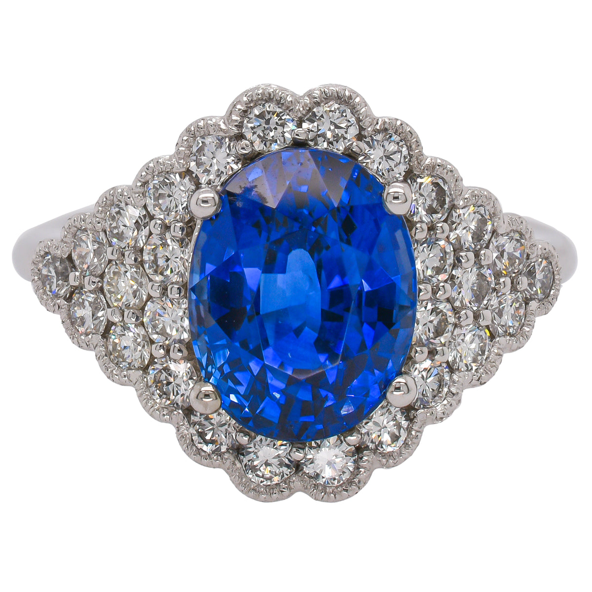 18K White Gold Sapphire Diamond Waterfall Ring