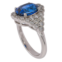 18K White Gold Sapphire Diamond Waterfall Ring, view 2