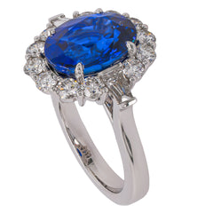 Platinum Sapphire Halo Ring, view 2