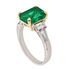 14K White and Yellow Gold Emerald Diamond Ring, view 1