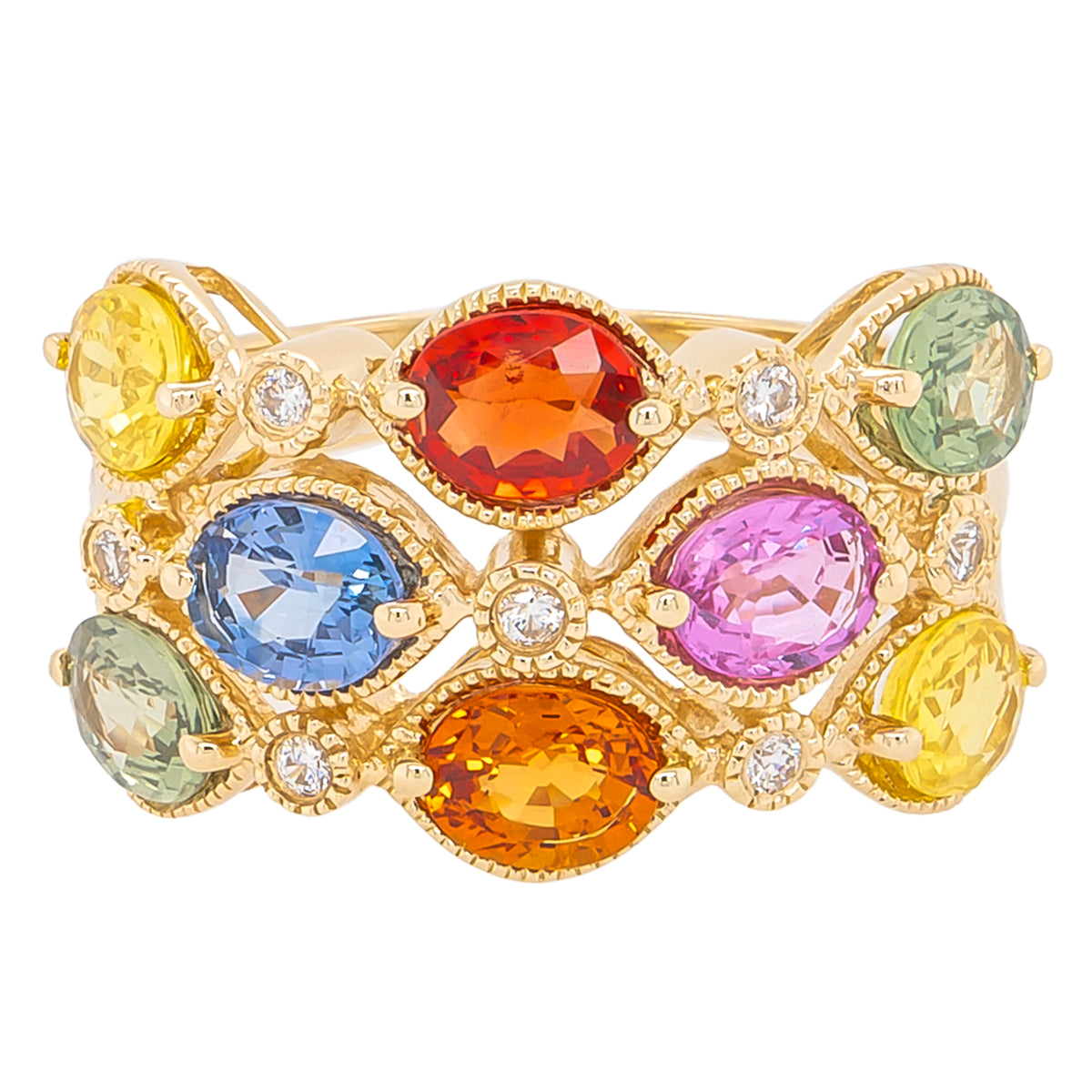 14K Yellow Gold Fancy Sapphire Oval Diamond Ring