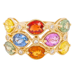 14K Yellow Gold Fancy Sapphire Oval Diamond Ring, view 1