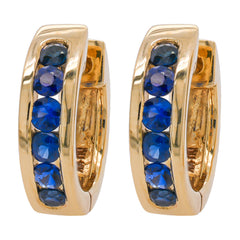 14K Yellow Gold Channel-Set Sapphire Huggie Earrings | 0.42 CTW, view 1
