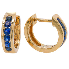 14K Yellow Gold Channel-Set Sapphire Huggie Earrings | 0.42 CTW, view 2