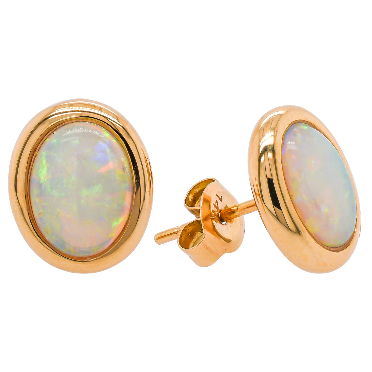 14K Yellow Gold Australian Opal Stud Earrings | 1.50 CTW