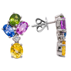 14K White Gold Fancy Sapphire & Diamond Stud Earrings | 4.54 CTW, view 2