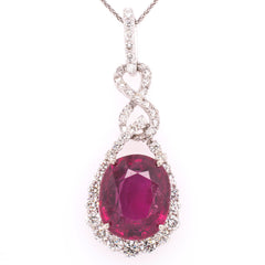 14K White Gold Rubylite Diamond Twist Teardrop Pendant, view 1
