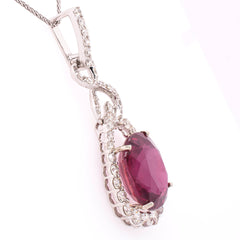 14K White Gold Rubylite Diamond Twist Teardrop Pendant, view 2