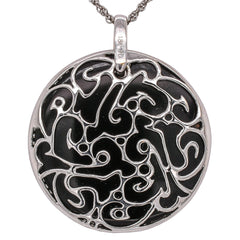 18K White Gold Onyx Pendant, view 2