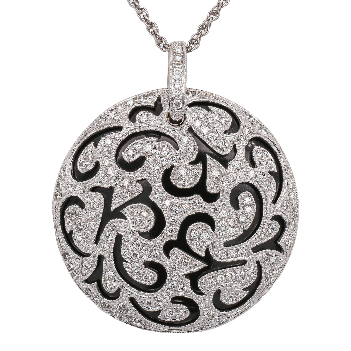 18K White Gold Onyx Pendant