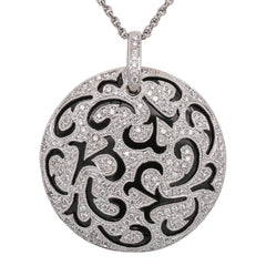 18K White Gold Onyx Pendant, view 1