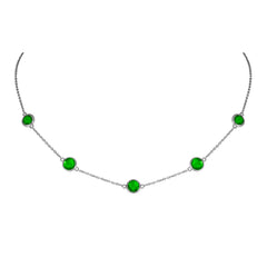 Sterling Silver Peridot's by the Yard Bezel set Necklace, view 1