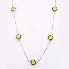 Sterling Silver Peridot's by the Yard Bezel set Necklace, view 2