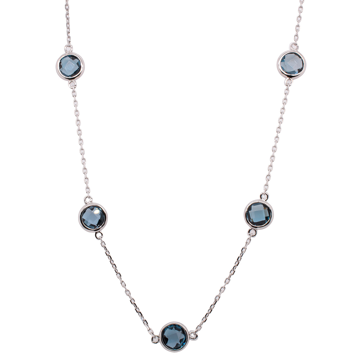 Sterling Silver London Blue Topaz by the Yard Bezel set Necklace
