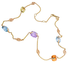 14K Yellow Gold Floating Gemstone Necklace 18in, view 2