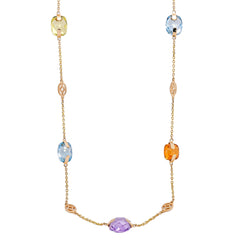14K Yellow Gold Floating Gemstone Necklace 18in, view 1