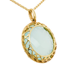14K Yellow Gold Chalcedony Diamond Necklace 16in, view 2