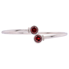 Sterling Silver Bypass Garnet Bangle Bracelet, view 2