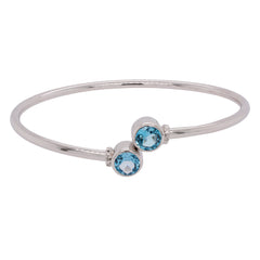 Sterling Silver Blue Topaz Bypass Bangle Bracelet, view 2