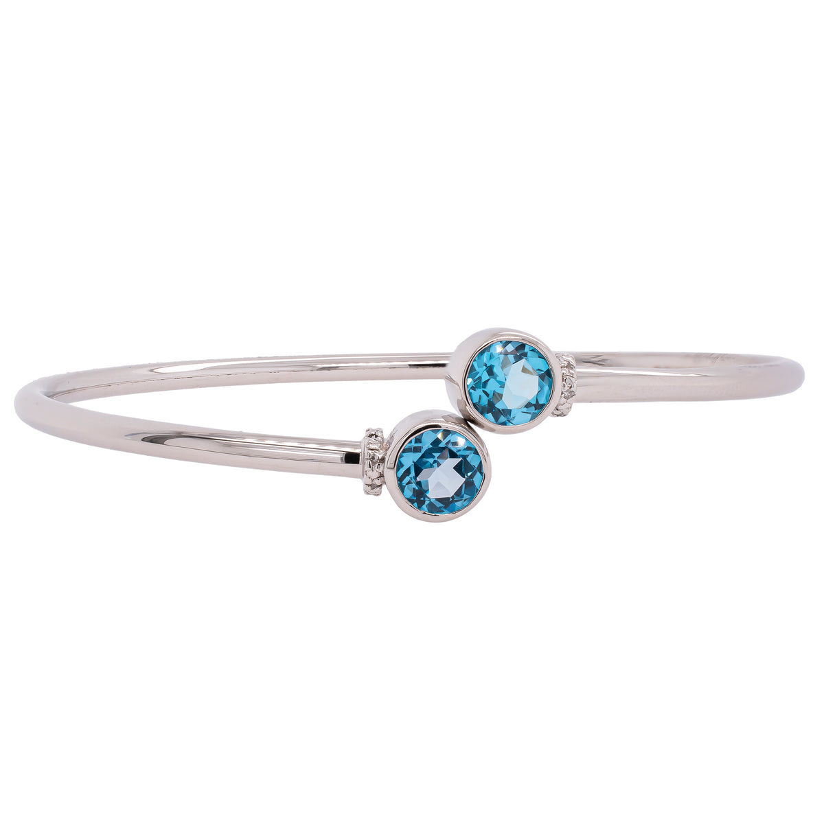 Sterling Silver Blue Topaz Bypass Bangle Bracelet