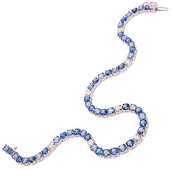 14K White Gold Diamond Sapphire Tennis Bracelet, view 1