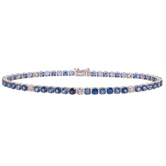 14K White Gold Diamond Sapphire Tennis Bracelet, view 2
