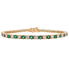 14K Yellow Gold Emerald Diamond Tennis Bracelet, view 1