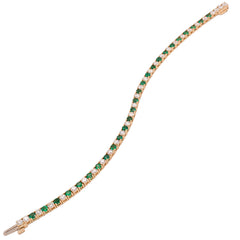 14K Yellow Gold Emerald Diamond Tennis Bracelet, view 2