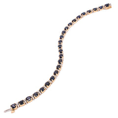 14K Yellow and White Gold Oval Sapphire Diamond Tennis Bracelet, view 2